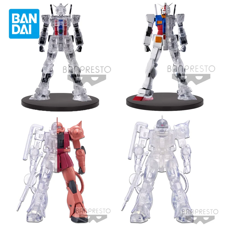 

Bandai Genuine Assembled Model Kids Toys Gundam RX78-2 Red Zaku Clear Color Anime Action Figures Collectibles Gifts for Children