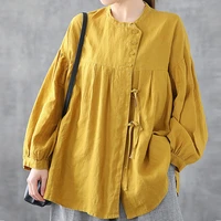 loose shirt women long sleeved solid color shirt 2021 spring new loose retro plus size blouse shirts for teenage girls summer