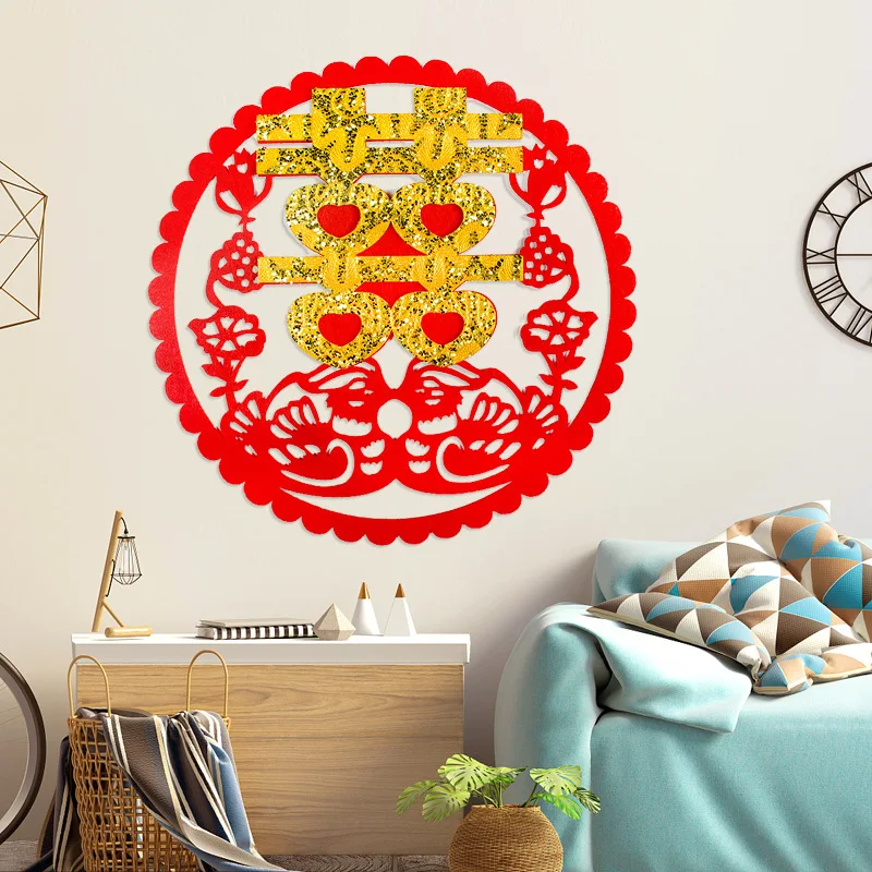 Свадебные принадлежности нетканые ткани Красное золото двойное счастье для