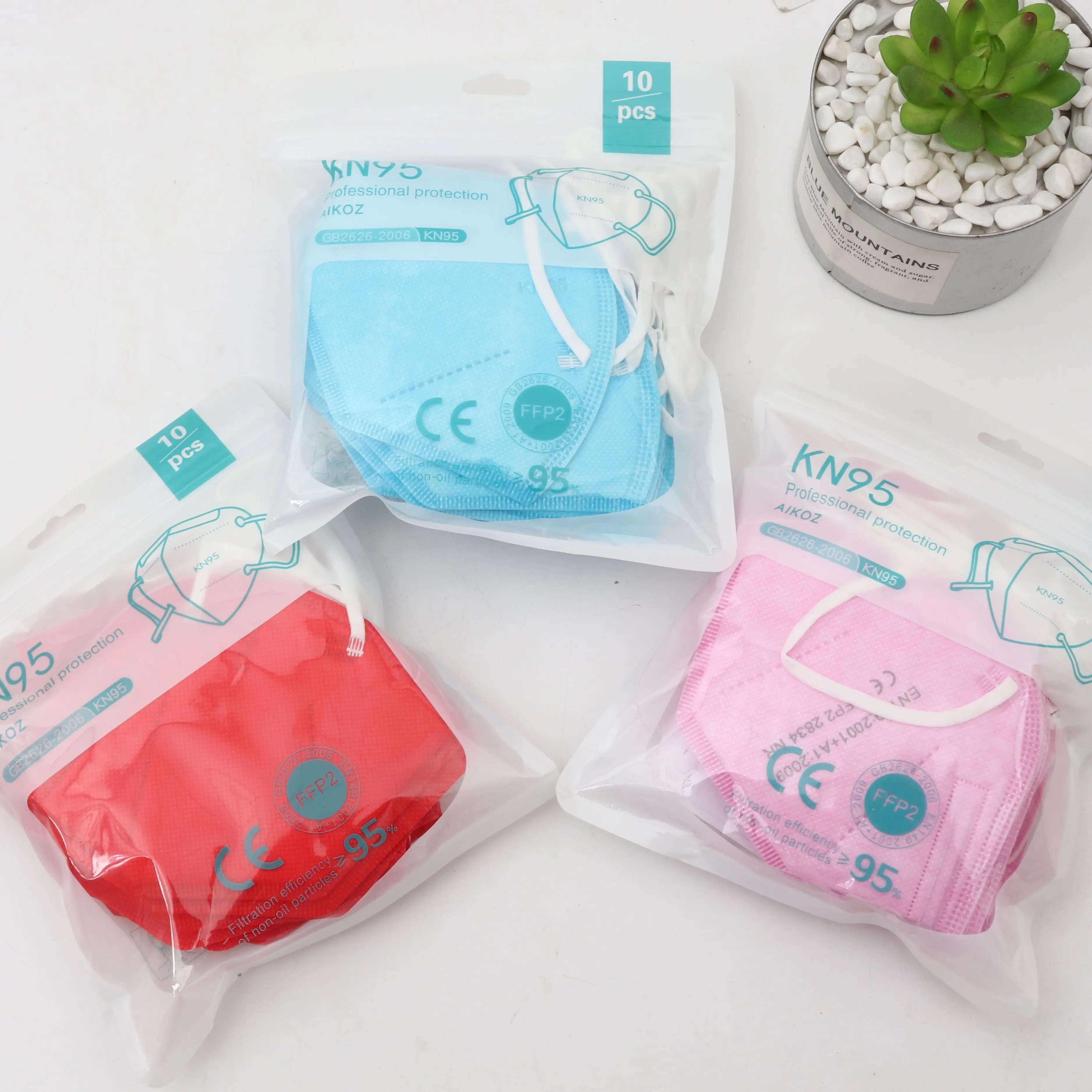 100PCS CE Pink Red Blue Mask FFP2 KN95 Face Respirator Anti Dust PM2.5 Protective Pollution Valve Masks | Безопасность и защита