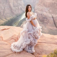 extra puffy tulle maternity dresses v neck with ruffled straps long ball gown tulle maternity dressing gowns custom made