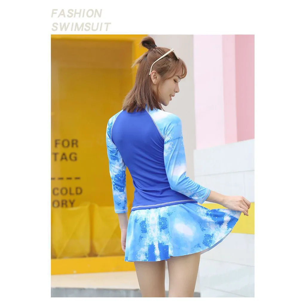 Женский с длинным рукавом УФ Защита от солнца UPF 50+ Rash Guard Топ 2 шт Купальник Набор Лучшие футболки топы для серфинга дропшиппинг Z918