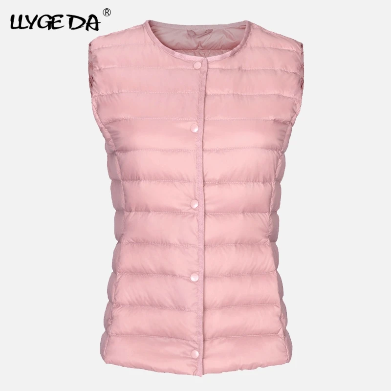 

2020 Autumn Winter Lightweight White Duck Down Vest Women O-Neck Ultra Light Warm Waistcoat Female Sleeveless Coat Plus Size