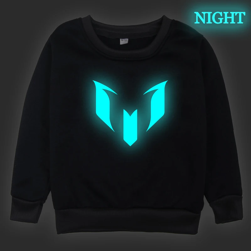 Светящиеся толстовки с принтом Месси капюшоном для девочек на весну осень