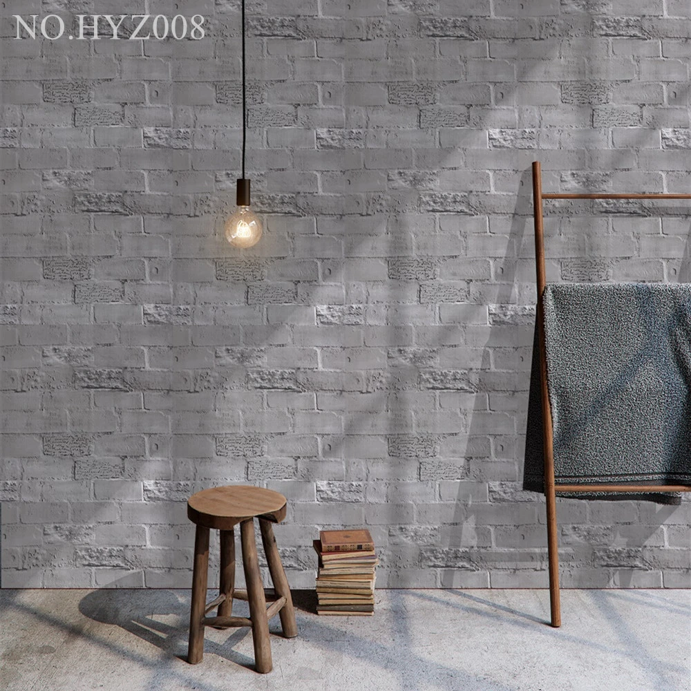

Home Decor 3D PVC Grey Brick Stone Wallpaper Rolls Self-Adhesive Living Room Bedroom Hotel Furniture Wall Stickers Decoration