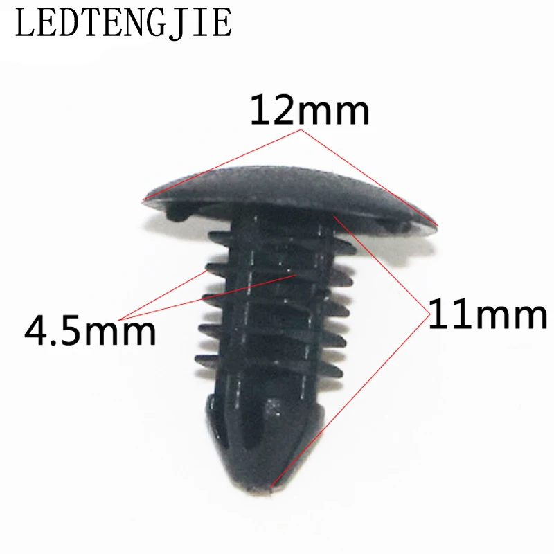 

LEDTENGJIE 100Pcs Black Plastic Clips Fasteners Auto Bumper Fastener Rivet Retainer Push Engine Cover Fender Car Door Trim Panel