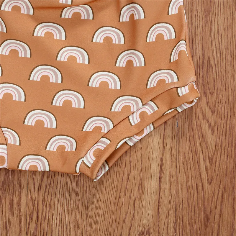 

New 3Pcs Autumn Newborn Clothing 3Pcs Outfits Infant Baby Boys Girls Ribbed Long Sleeve Romper Top High Waist Floral Shorts Set