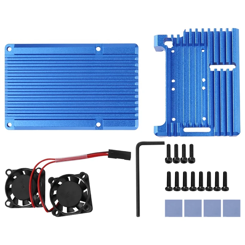 

for Raspberry Pi 4 Model B Dual Fans CNC Aluminum Alloy Case Metal Armor Shell with Fan, for Raspberry Pi 4B