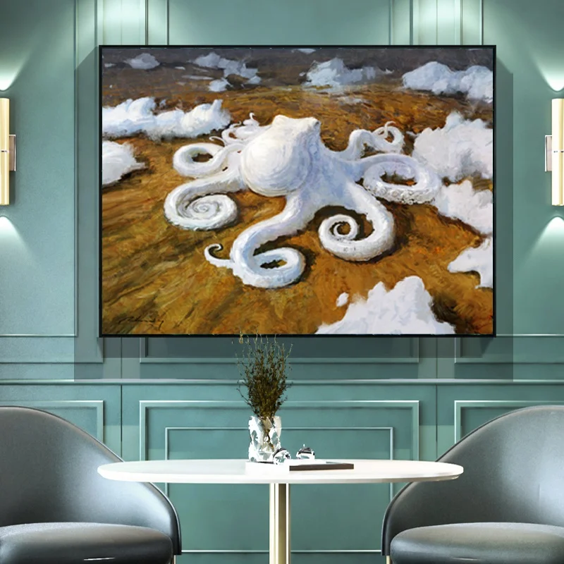 

Nordic Poster Wall Art Abstract Octopus Canvas Oil Painting for Living Room Mural Modular Pictures Interior Home Room Decor