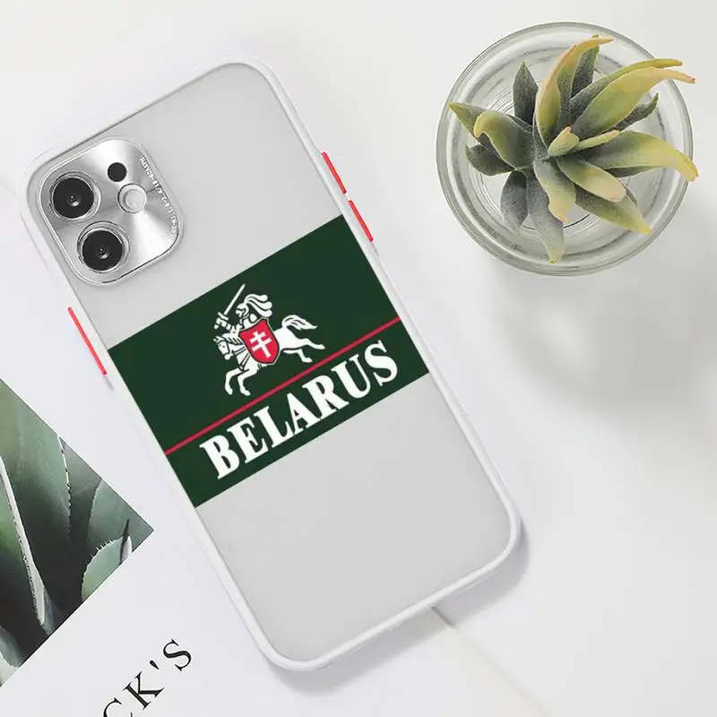 

Republic Belarus National flag Phone Case For iPhone 12 11 Mini Pro XR XS Max 7 8 Plus X Matte transparent White Cover
