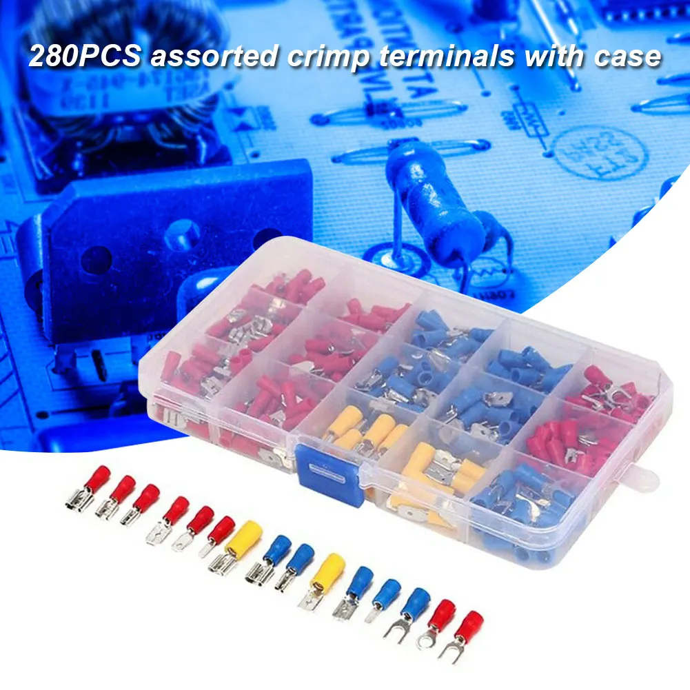 280Pcs Assorted Electrical Wire Cold-Pressure Insulated Spade Crimp Terminal | Обустройство дома