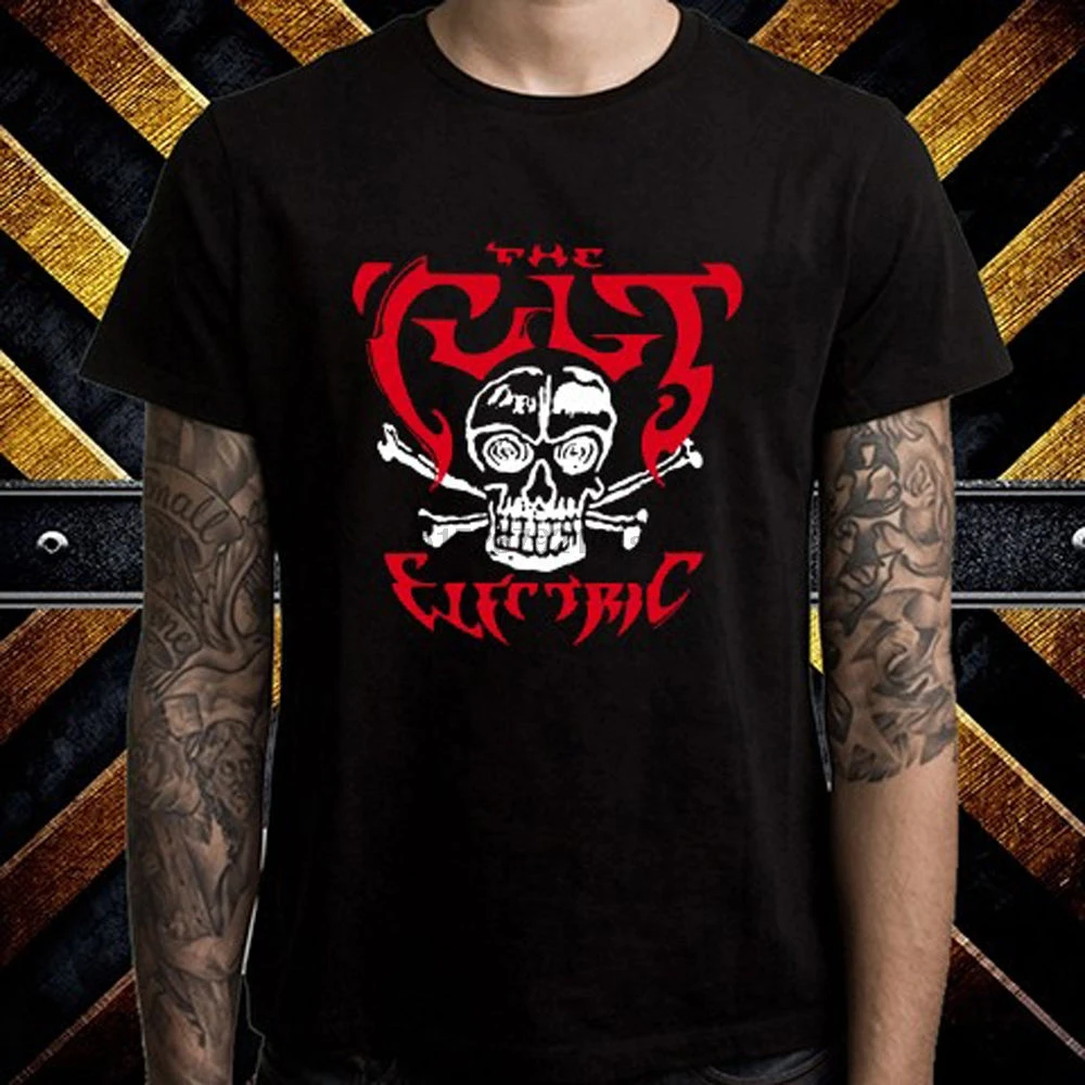 Новый культовый Электрический логотип Бэкхэм рок группа Мужская черная футболка