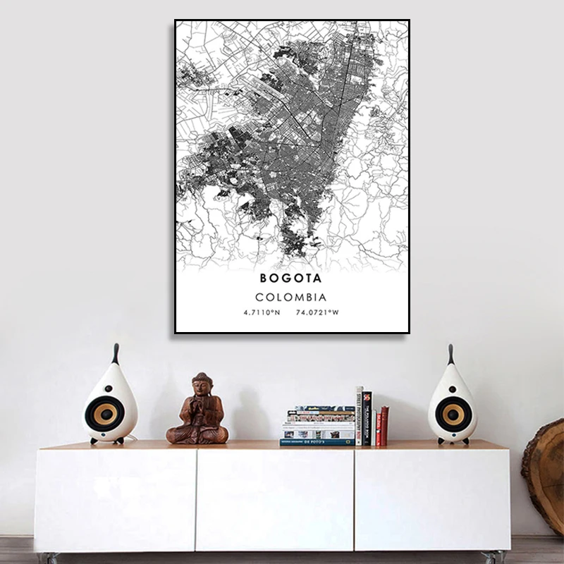 

Bogota map print poster canvas | Bogota Street map | Colombia city map print poster canvas