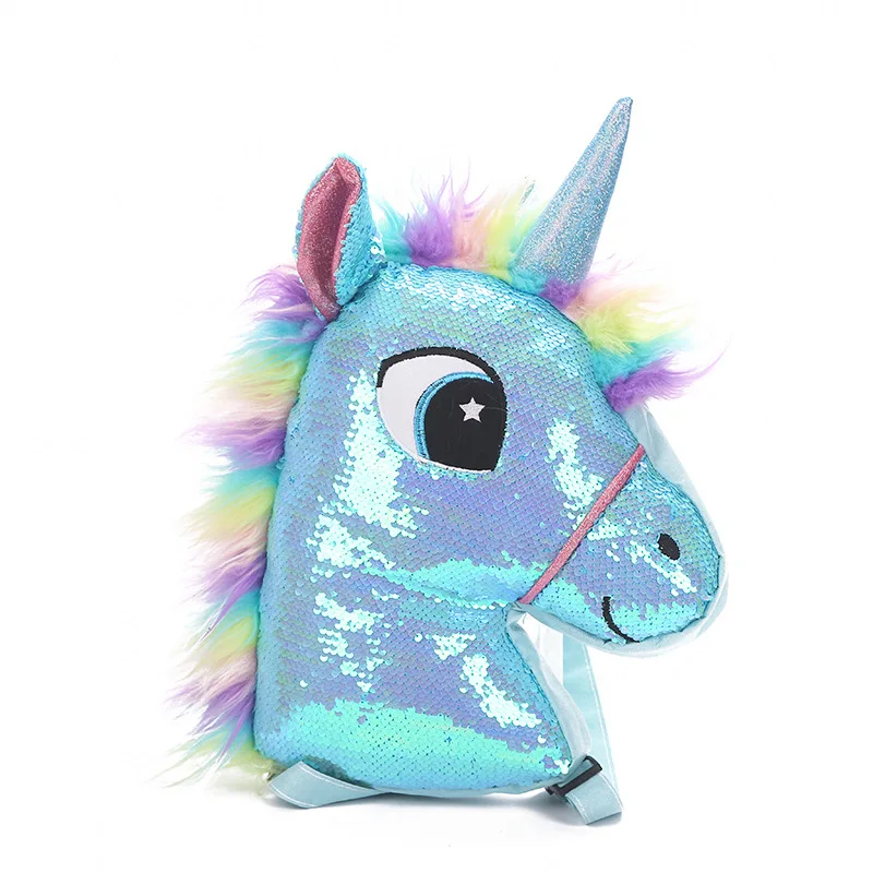 Reversible Sequin Unicorn Kawaii Backpack For Girl School Bag For Winter Teenager Girl Sequin Hologram bagpack for Girls gift