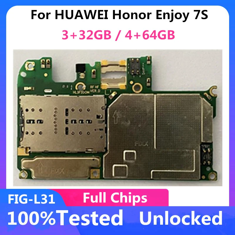 Unlocked For HUAWEI Honor Enjoy 7S FIG-L31 Original Motherboard 3+32GB 4+64GB Android System Full Chips Logic Board Mainboard | Мобильные