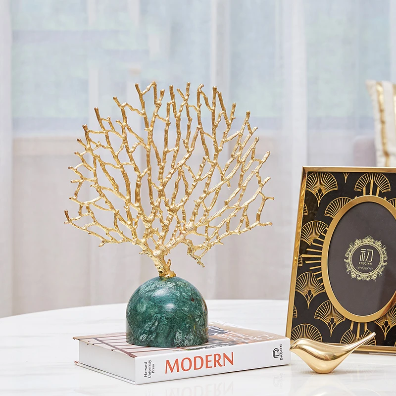 Скульптура из сплава в форме кораллового дерева Moder декоративная статуя зеленого