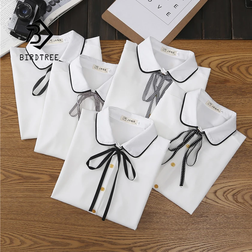 Новое поступление однотонная шифоновая блузка с отложным воротником на шнуровке