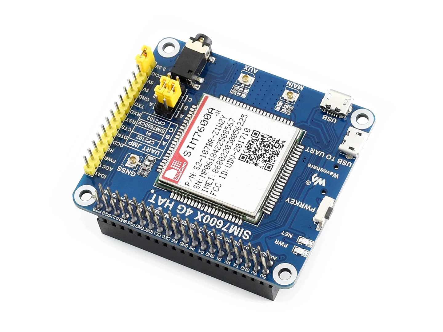 Шляпа Waveshare SIM7600A H 4G шляпа 4G/GNSS для Raspberry Pi поддерживает LTE CAT4 в основном применима