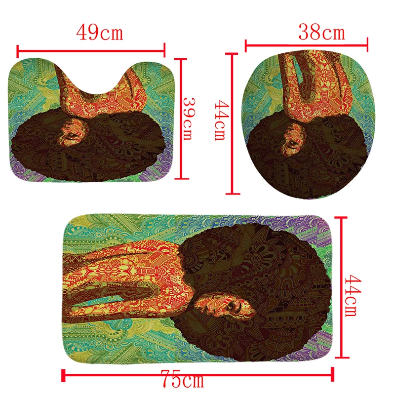 

4 Pcs Bathing Sexy Girl African Girl Printed Tattoo Beauty Back Art African American Bathroom Shower Curtain Set