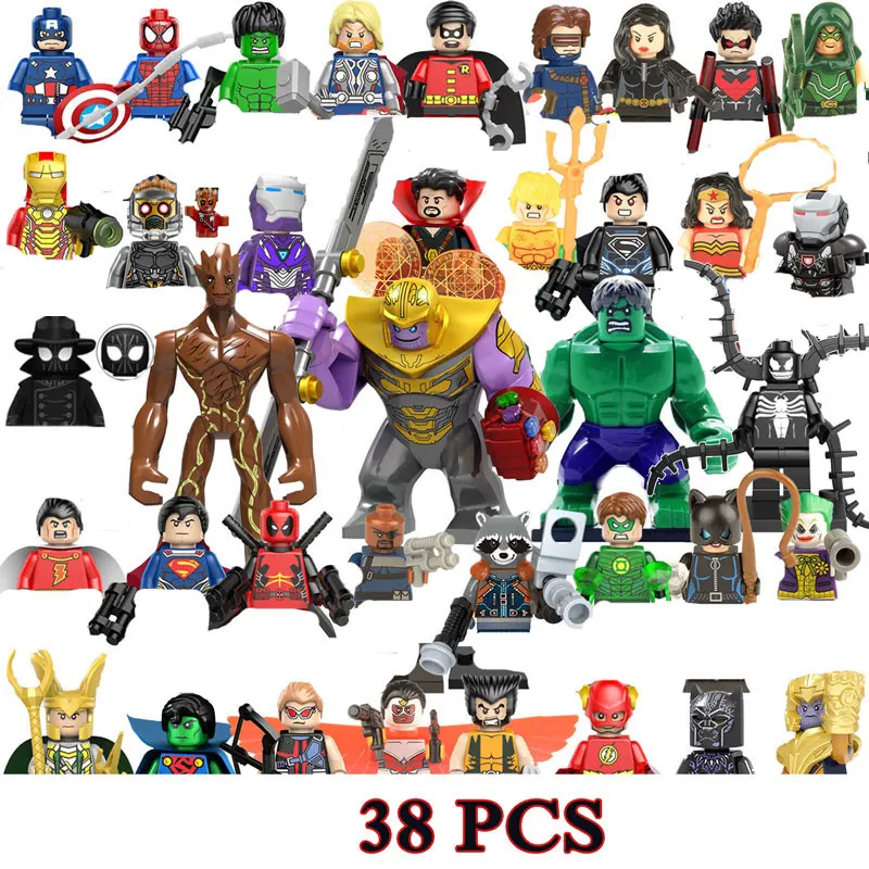 

Kids Toys Marvel Iron Man Figures Building Blocks Hulk Spider Deedpool Bricks Mini Doll Toys For Children Birthday Gifts