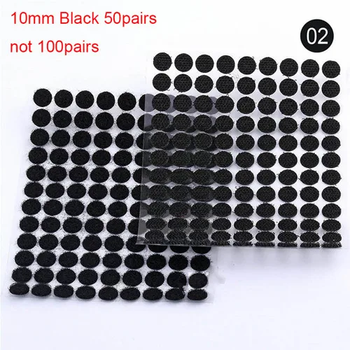 10mm black 50 pair Белый, черный, 10 мм, 15 мм, 100 пар, клей, крючок и петли, наклейка, крепкая, самоклеющаяся, точечная, нейлоновая, водонепроницаемая, клейкая, крепежная лента - Цвет: 10mm black 50 pair