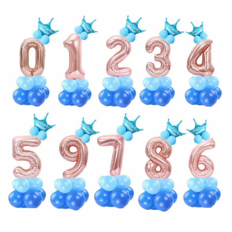 1 Набор 32 дюймовые розовые золотые шары из фольги в виде цифр гелиевые шарики для