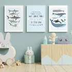 Постеры для детской комнаты в скандинавском стиле, настенная Картина на холсте с изображением Кита, акулы, цитаты с надписью Love, детские настенные картины для декора комнаты мальчиков и девочек