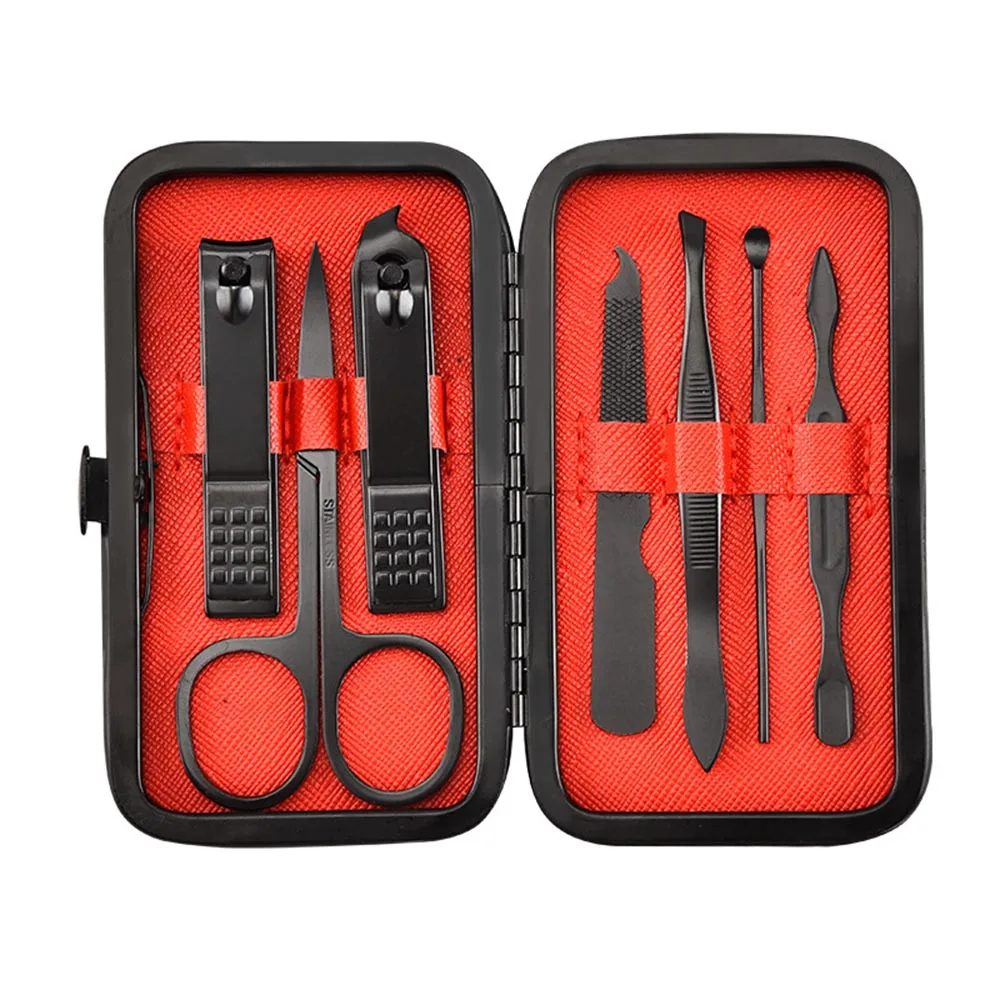 7pcs set 7/18 шт. маникюрный набор для ногтей, набор для дизайна ногтей инструменты для маникюрные наборы Уход Педикюр с толкателем вросшего ногтя файл пинцет - Цвет: 7pcs set