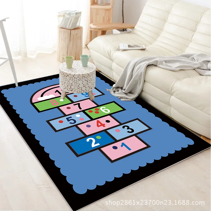 

Children Hopscotch Game Carpets Baby Activity Play Gym Mats Cartoon Printed Kids Infant Road Adventure Rug Carpet Crawl Blanket