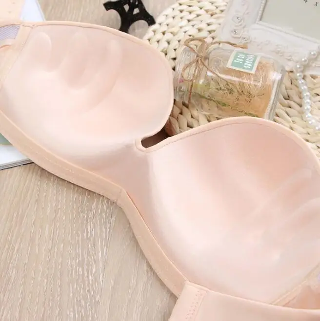 Женский Гладкий бесшовный бюстгальтер без бретелек с эффектом пуш