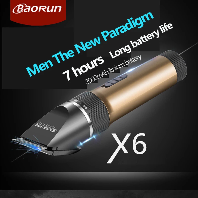 BaoRun-cortadora de pelo profesional X6 para hombre y beb&eacute;, Afeitadora el&eacute;ctrica recargable, inal&aacute;mbrica, para peluquer&iacute;a-1