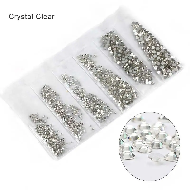 Crystal Clear 1680 шт мульти-Размеры Стекло ногтей Стразы для украшения для ногтей кристалл страз Charms смешанные Размеры стразы комплект - Цвет: Crystal Clear