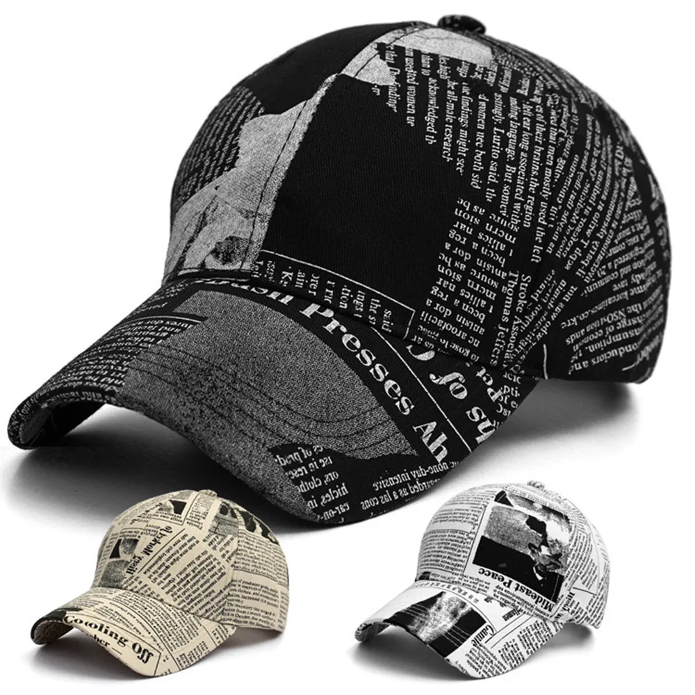 

NEW Net Red Hat Men And Women Spring And Summer Fashion Retro Newspaper Baseball Cap Outdoor Sports Sunscreen Wild Cap