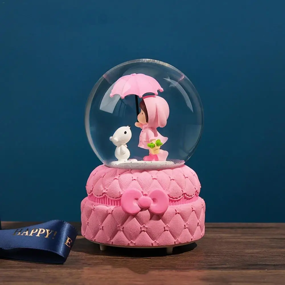 Инс девушка сердце розовый снег фонари музыкальная шкатулка в виде хрустального