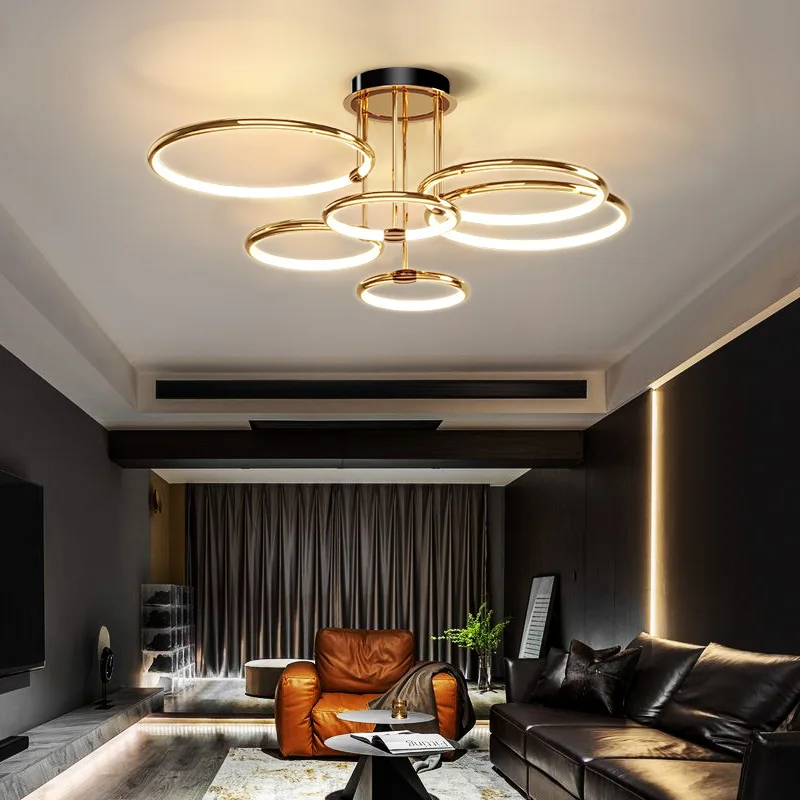 

Modern Minimalist LED Chandelier Ceiling Home Decor Living Room Bedroom Chandelier Lamp Circle Creative Chandelier Lighting