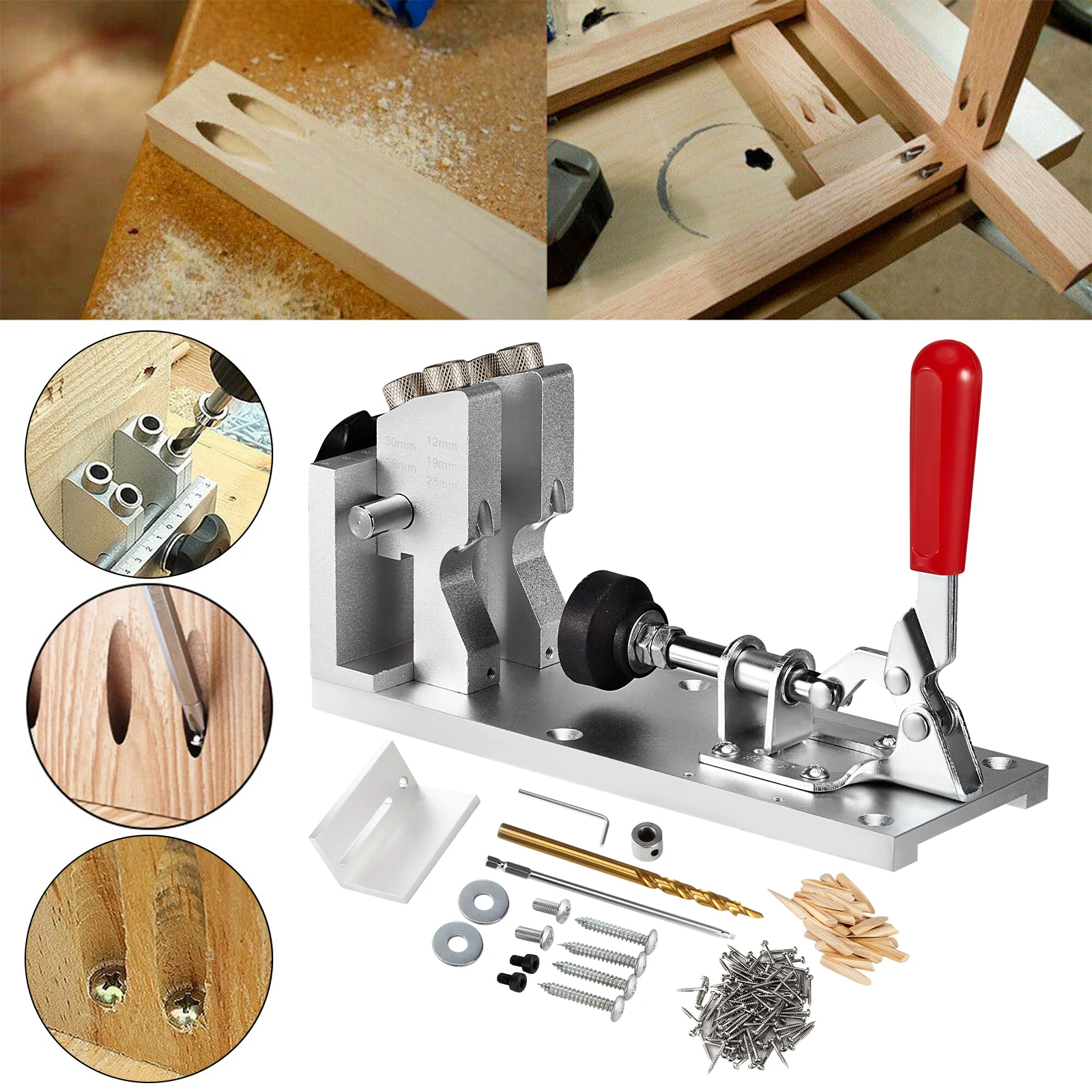 Pocket Hole Jig Kit With Vacuum Woodworking Punch Locator Drill Locator WoodWorking Tools kit enlarge