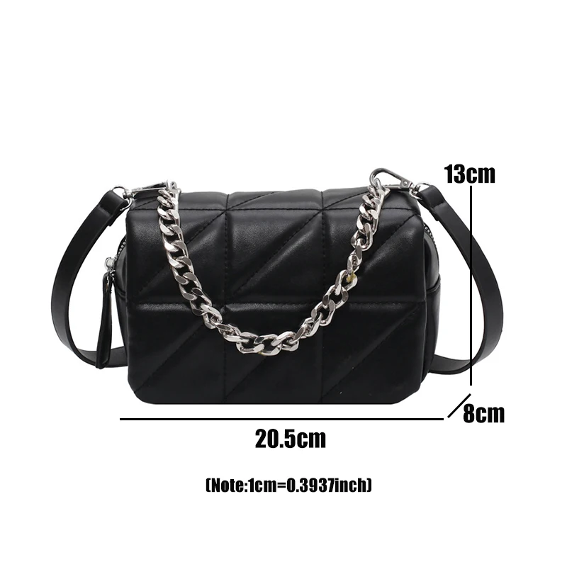 

Solid Color Korean Style Bags for Women 2021 Chain Purses and Handbags Shoulder Strap Satchels Female PU Leather Messenger Bag