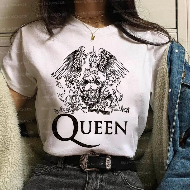 

Vogue Queen Band t shirt women Freddie Mercury Friends T-shirt Aesthetic Cartoon Queen Crown t shirts 90s Graphic Korean clothes
