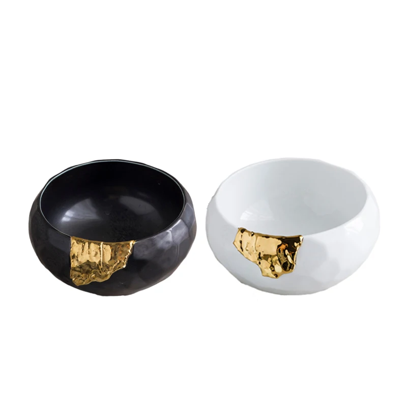 

Black and White Gilding Fruit Plate Decoration European Home Restaurant Desktop Storage Decoration Decoration Plate