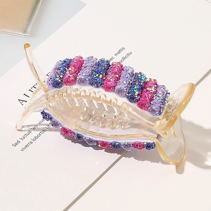 

1Pcs Korean Multicolor Big Hair Claws Elegant Plastic Hair Clips Pearl Hairpins Barrette Headwear Women Girls Hair Accessories