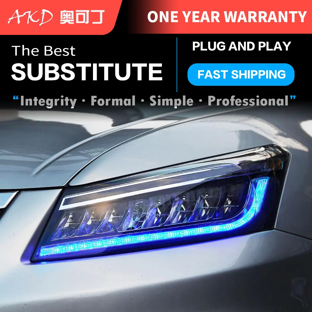 AKD тюнинг Автомобильные фары для Honda Accord G8 2008 2013 полностью светодиодный ные DRL