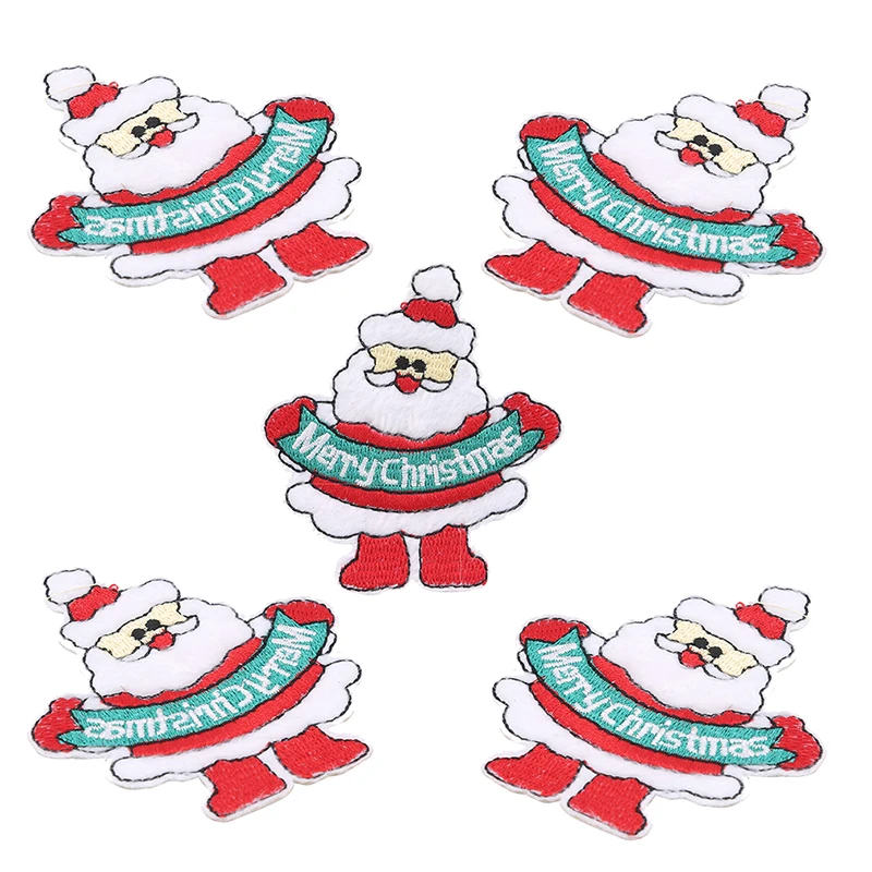 Мультяшные нашивки для одежды наклейки в виде Санты ткань на Аппликации значки с