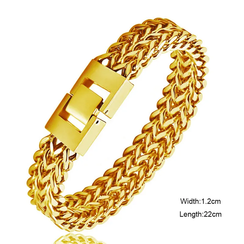 100% нержавеющая сталь позолоченный посеребренный мужской толстый браслет