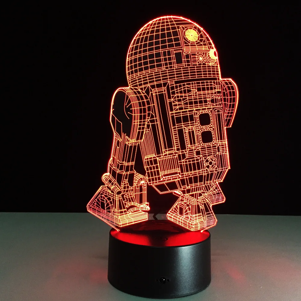 Робот Звездная война R2 3D игрушка лампа 7 цветов меняющая визуальные иллюзии