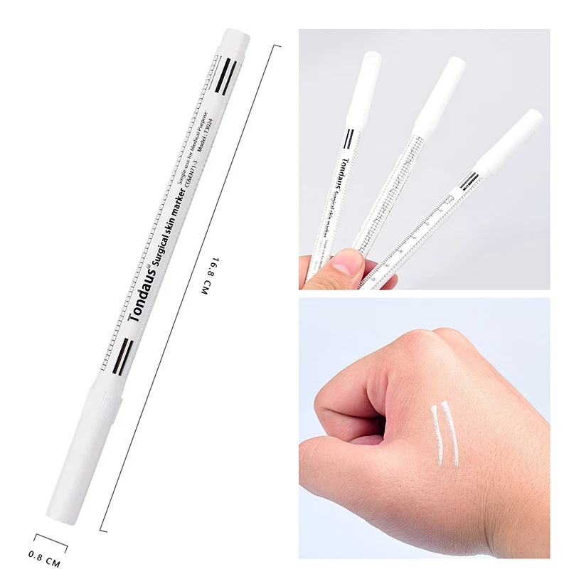 

2pcs/set Tattoo Skin Marker Pen + Ruler Surgical Sterile Eyebrow Microblading Positioning Permanent Makeup 1/2 Heads Tattoo Tool