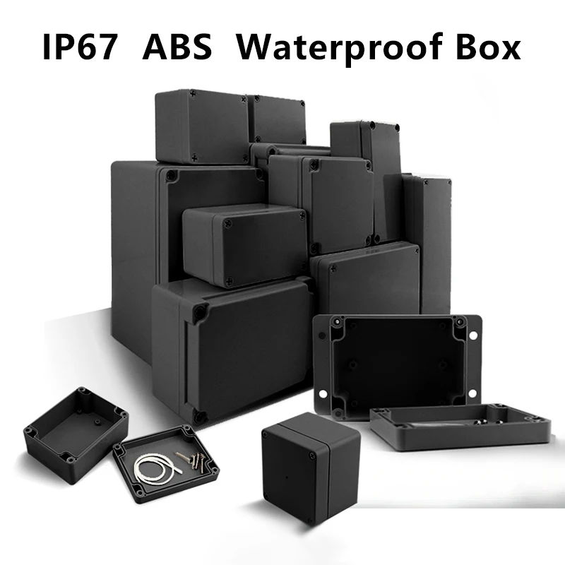 

IP67 ABS Waterproof Box Electronic Safe Case Plastic Boxes Black Wire Junction Box Plastic Organizer Waterproof Enclosure