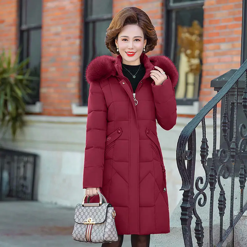 Новинка женские пуховые парки среднего возраста пальто с хлопковой подкладкой