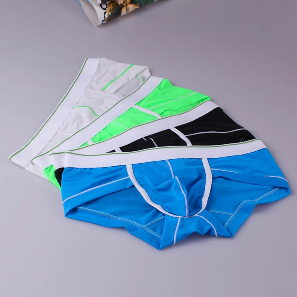 

Triangle Men Sexy Cool Boxer Brief Soft Underwear Men's Translucent Ice Silk Low-rise Small Boxer Briefs Underpants