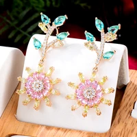 kellybola 2022 korean trend cute high quality exquisite multicolor zirconia ladies earrings daily party ins sunflower jewelry