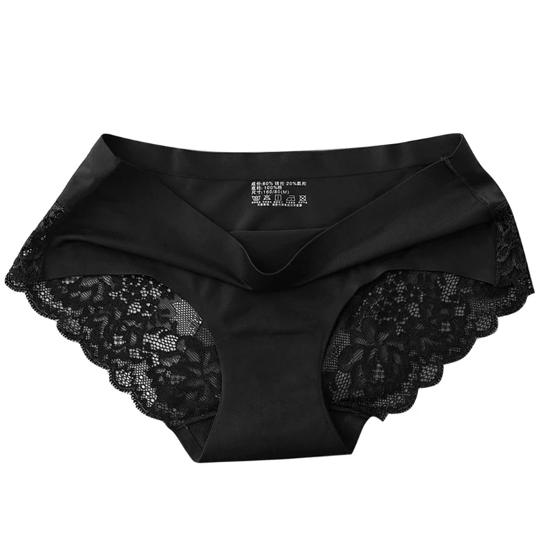 black Sfit сексуальные шелковые трусики для женщин, средняя талия, дышащие хлопковые трусы большого размера - Цвет: black